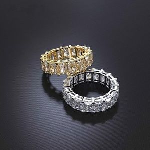 Horizontal Emerald Cut Eternity Wedding Band Ring